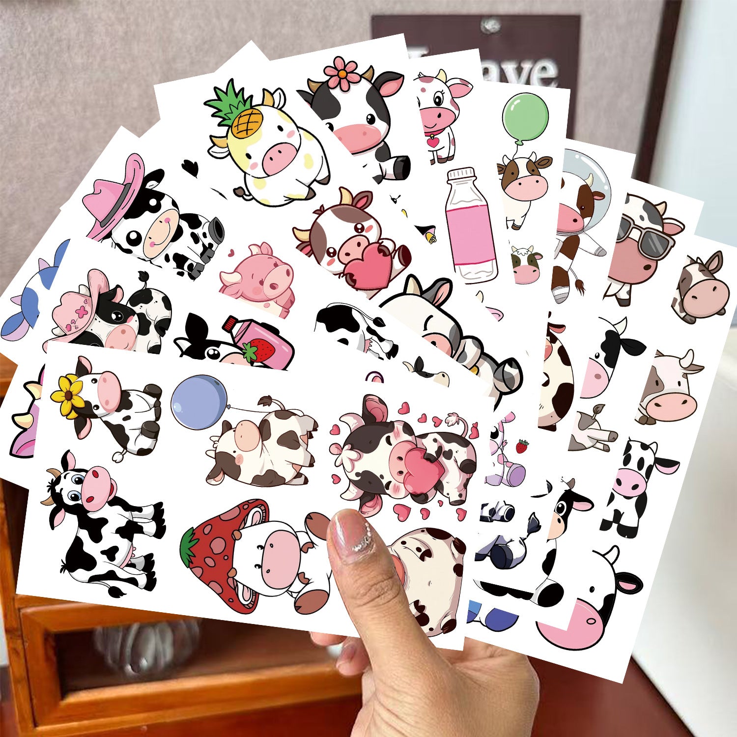 Wholesale 10pcs/pack Western Cow Tattoo Sticker Waterproof Party Gift Funny Fun Face Sticker Cross-border